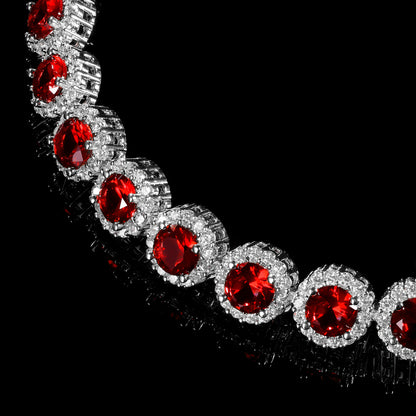 Women&Men's 8mm Cubic Zirconia-Encrusted Red And Blue Cuban Tennis Bracelet