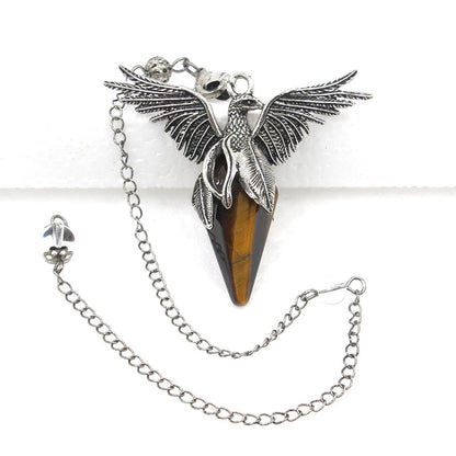 Crystal Rhombus-Cone Cut Peacock Spirit Pendulum