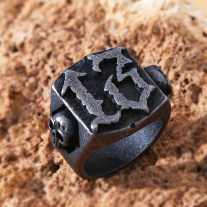 Retro vintage-style large Ghost Head men's ring