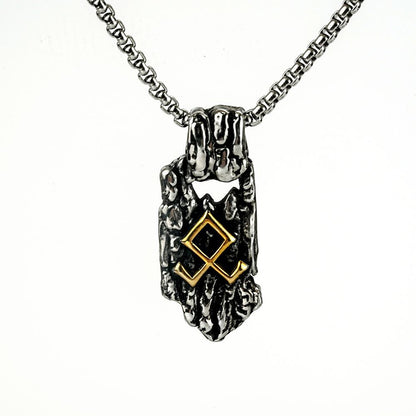 Vintage Nordic Stainless Steel Men's Unique Viking Rune Pendant Necklace