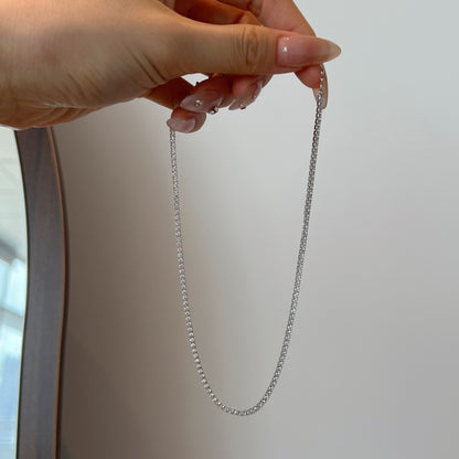 Women's Single Row Tennis Necklace, Prong‑Set Square Zirconia Inlay, S925 with White Gold Plating