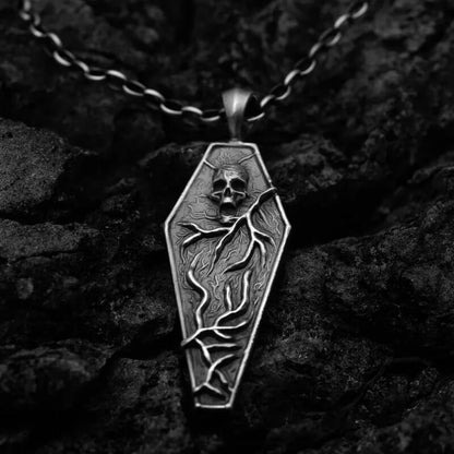 Men's Retro Skeleton Coffin Pendant Necklace