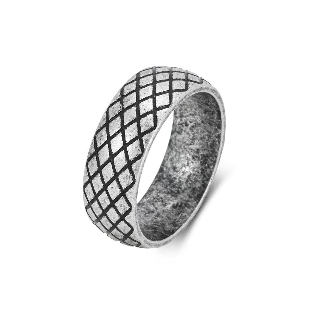 Rhombus grid men's ring