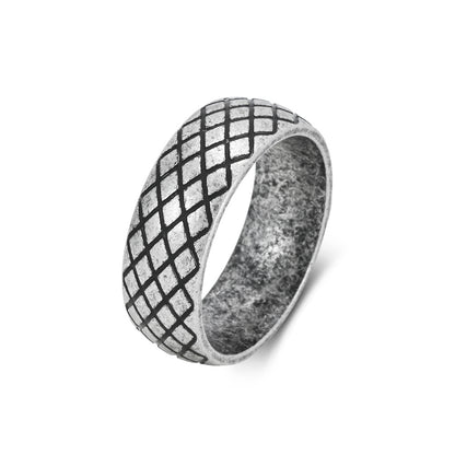 Rhombus grid men's ring