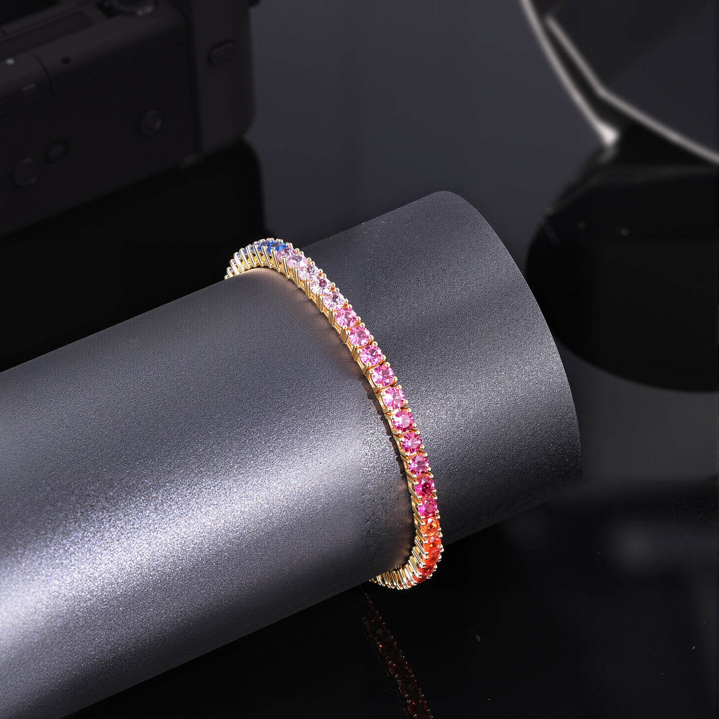 Women&Men's Color Gradient 3mm Zircon Tennis Bracelet