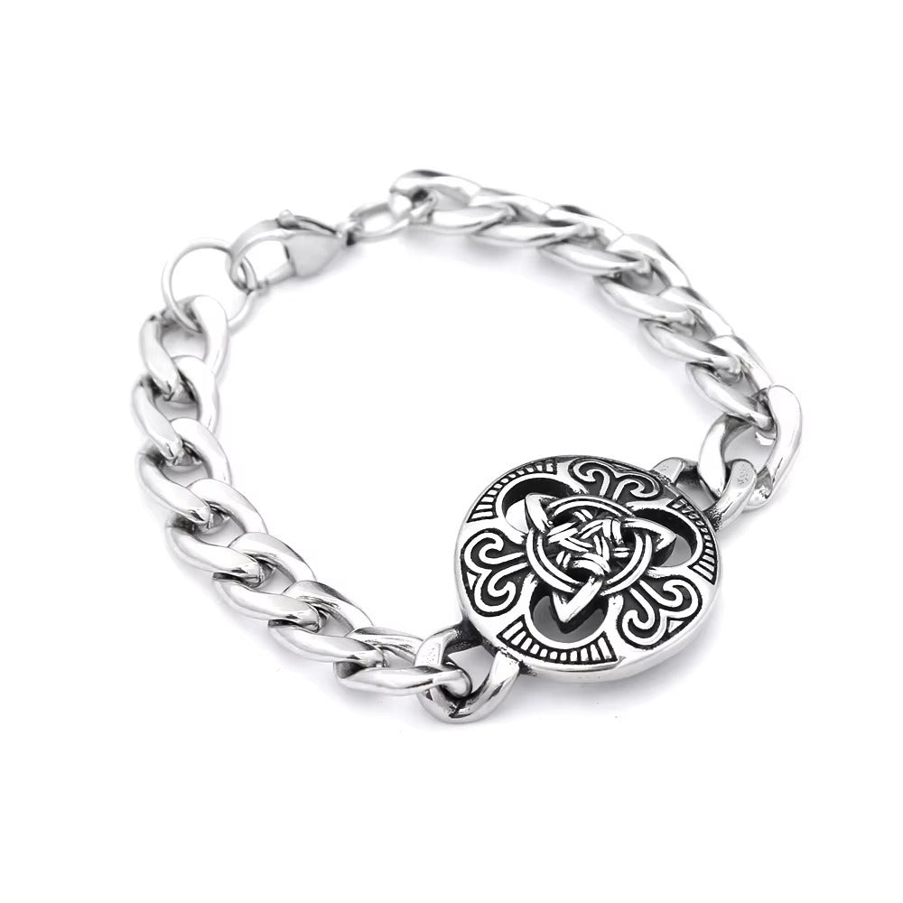 Men's European Streetwear Stainless Steel Bracelet, Viking Witch's Knot Celtic Knot Trendy Fashion Wrist Jewelry