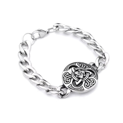 Men's European Streetwear Stainless Steel Bracelet, Viking Witch's Knot Celtic Knot Trendy Fashion Wrist Jewelry