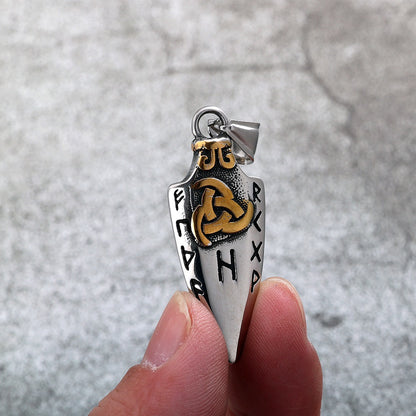 Vintage Stainless Steel Men's Viking Double Sided Celtic Knot Pendant Necklace