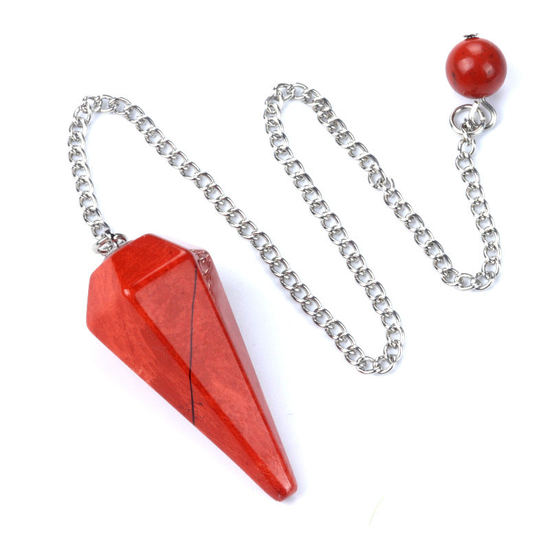 Crystal stone polished hexagonal spirit column pendulum