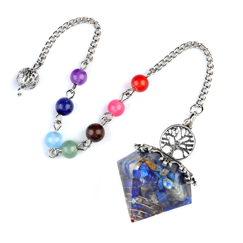 Chakra colorful bead chain crystal resin diamond pendulum