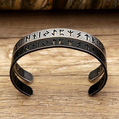 New Vintage Stainless Steel Men Bracelet, Retro European American Hollow Letter Character Open Cuff Jewelry
