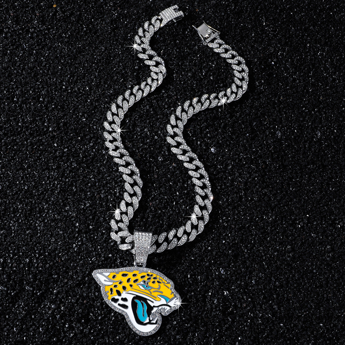 Hip-Hop Flat Leopard Head Cuban Chain Pendant Necklace