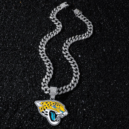 Hip-Hop Flat Leopard Head Cuban Chain Pendant Necklace