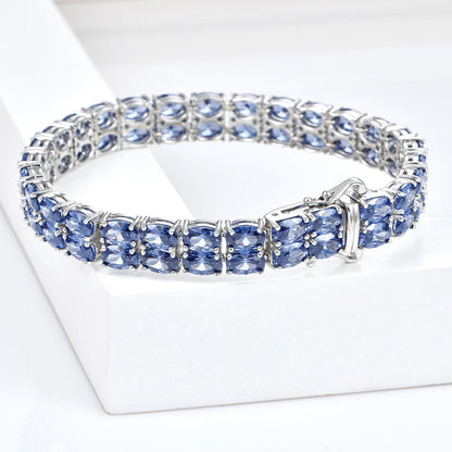 Women's Sterling Silver Pear Cut Blue Sapphire Tennis Bracelet