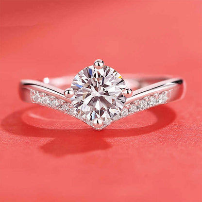 Women's White Gold Crown Shape Adjustable Moissanite Ring