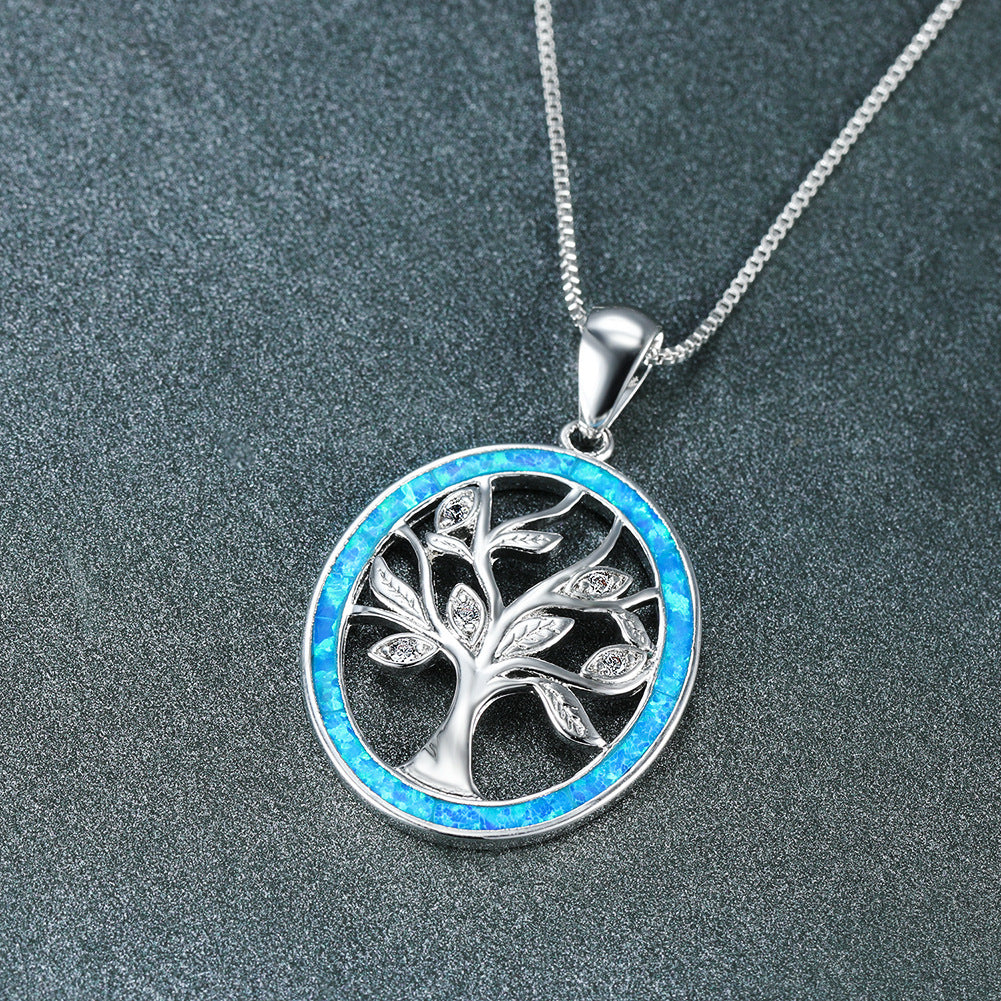 Life Tree Blue Opal Necklace