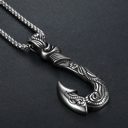 Men's Polynesian Fish Hook Pendant Necklace