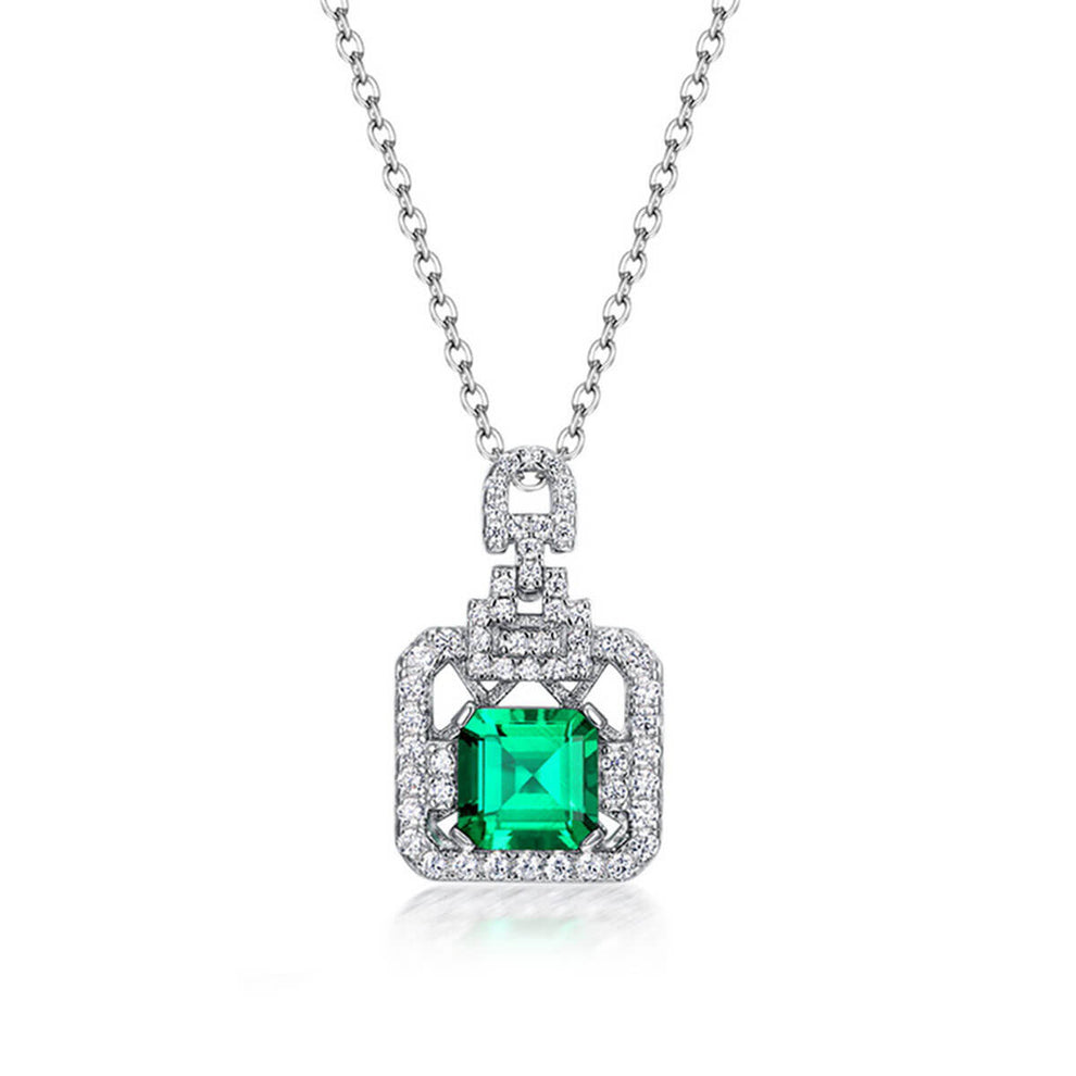 Women's Sterling Silver Hollow Briefcase Shape Full Stones Pendant