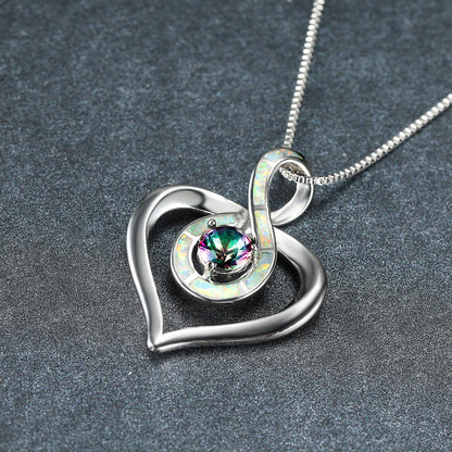 Opal Heart-shaped infinity necklace