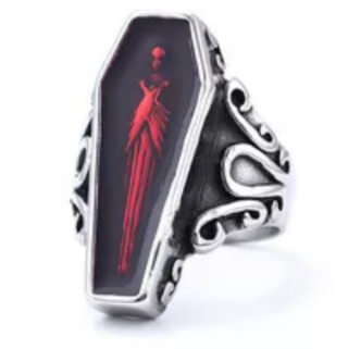 Men's Dark Retro Skull Series Zombie Coffin Resin Ring