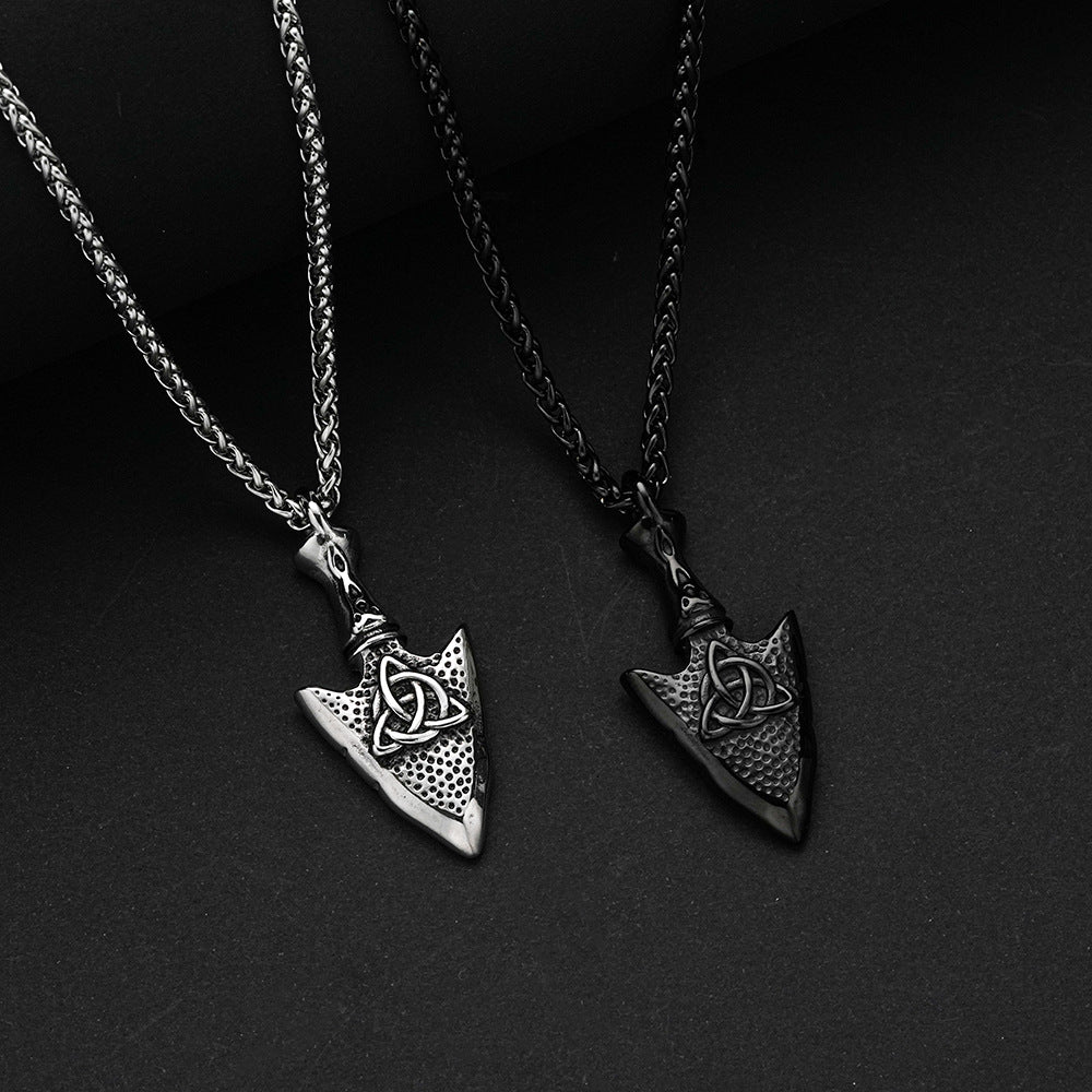 Men's Steel Celtic Knot Spearhead Pendant Necklace
