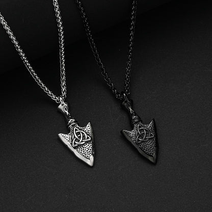 Men's Steel Celtic Knot Spearhead Pendant Necklace
