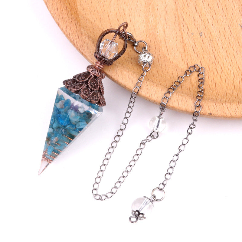 Antique copper crystal semi-precious stone multi-colored gravel resin spirit pendulum