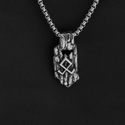 Vintage Nordic Stainless Steel Men's Unique Viking Rune Pendant Necklace