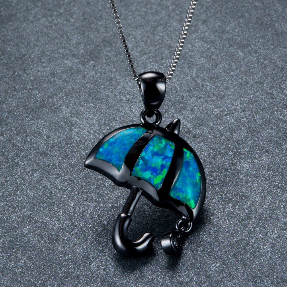 Opal Umbrella Pendant Necklace