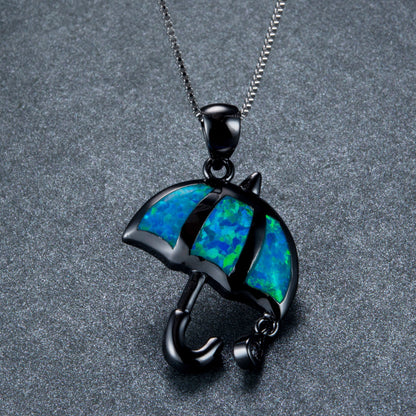 Opal Umbrella Pendant Necklace