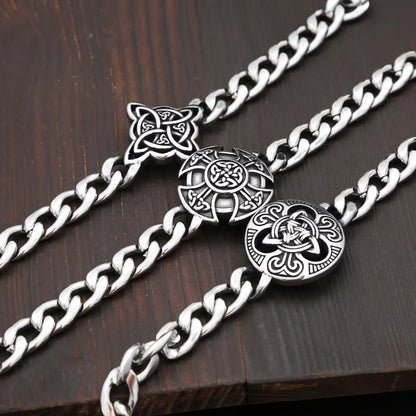 Men's European Streetwear Stainless Steel Bracelet, Viking Witch's Knot Celtic Knot Trendy Fashion Wrist Jewelry