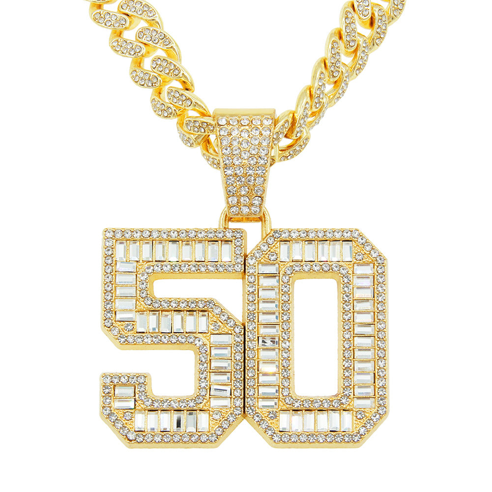Hip-Hop Number 50 Cuban Chain Pendant Necklace