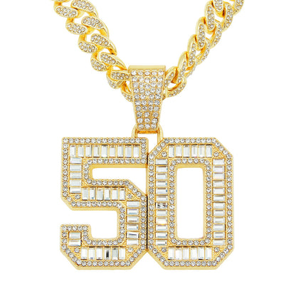 Hip-Hop Number 50 Cuban Chain Pendant Necklace