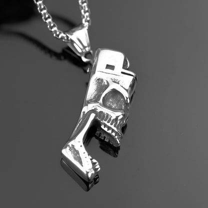 Men's Steel Skull Lighter Pendant Necklace