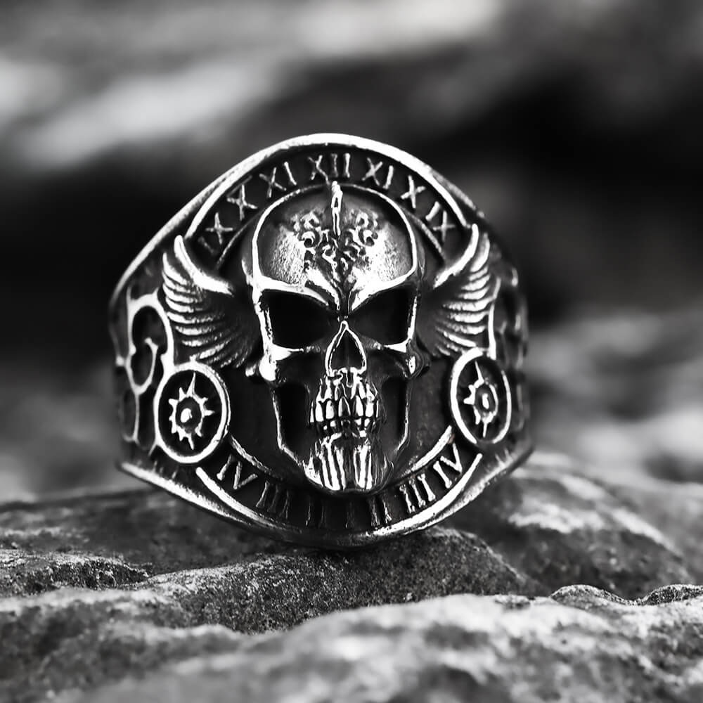 Vintage Stainless Steel Skull Ring for Men Retro Biker Style