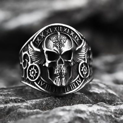 Vintage Stainless Steel Skull Ring for Men Retro Biker Style