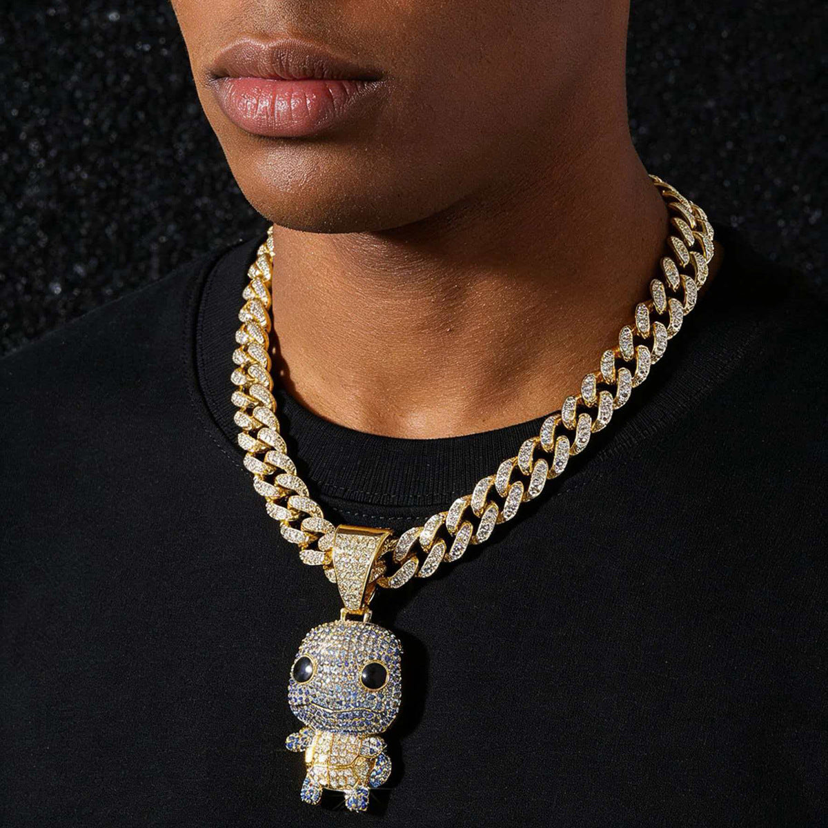 Hip-Hop Cartoon Animal Turtle Cuban Chain Pendant Necklace