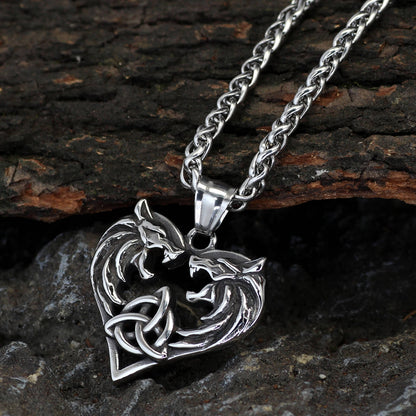 Men's Love Double Wolf Pendant Necklace
