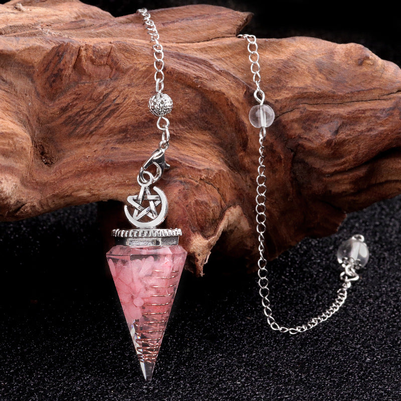 Star Moon Hexagonal Cone Crystal Resin Spirit Pendulum
