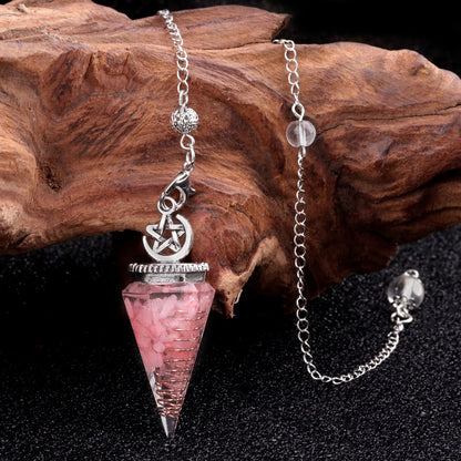 Star Moon Hexagonal Cone Crystal Resin Spirit Pendulum