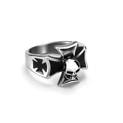 Vintage Stainless Steel Cool Cross Skull Ring for Men