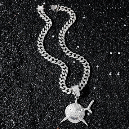 Hip-Hop Shark-Shaped Cuban Chain Pendant Necklace