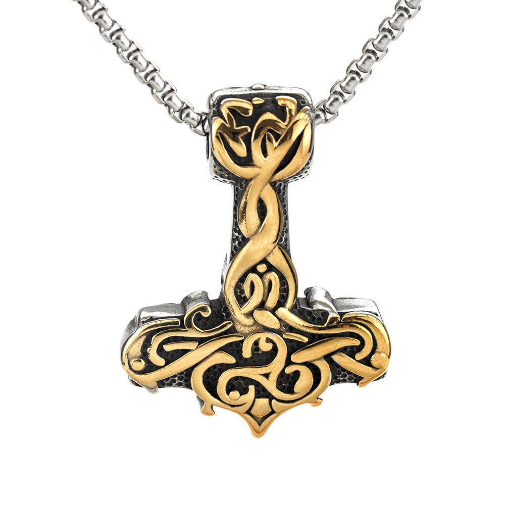 Men's Steel Mjolnir Pendant Necklace