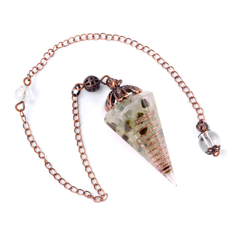 Colorful crystal clock pendulum ancient red copper flower base resin spirit pendulum