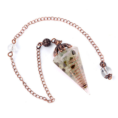 Colorful crystal clock pendulum ancient red copper flower base resin spirit pendulum