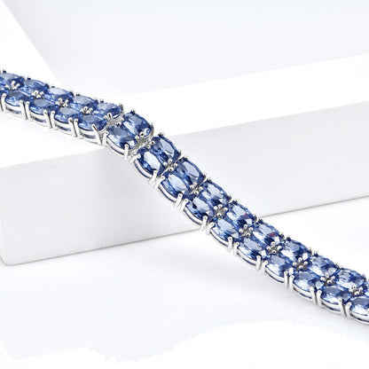 Women's Sterling Silver Pear Cut Blue Sapphire Tennis Bracelet
