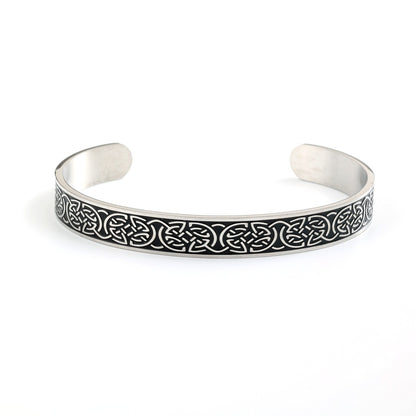 Vintage Celtic Knot Solid Stainless Steel Open C Bangle Men Bracelet