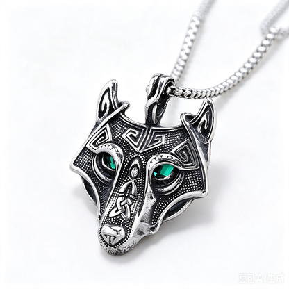 Vintage Stainless Steel Wolf Head Pendant Necklace for Men