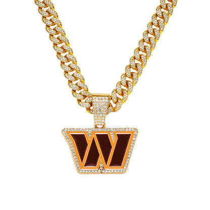 Hip-Hop Style Dripping Oil English Letter W Cuban Chain Pendant Necklace
