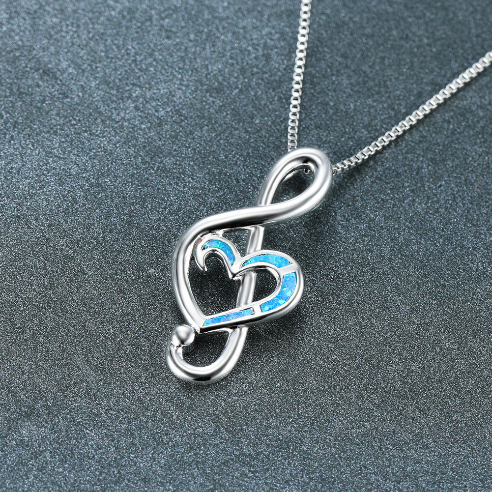Opal Heart-shaped Note Necklace